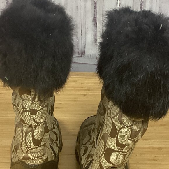 Coach Joyous Brown Signature Print Snow Boots 9.5 - Picture 4 of 9